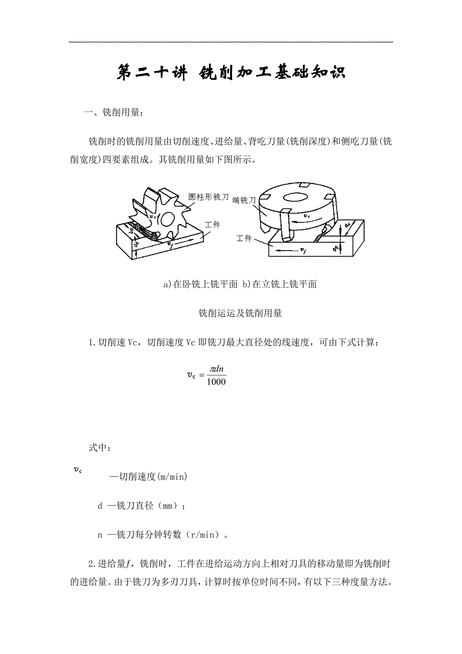 铣削加工基础知识