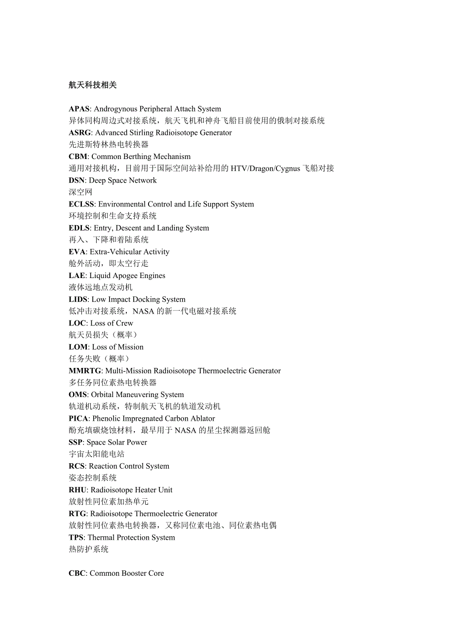 常見航天相關短語英文縮寫彙總