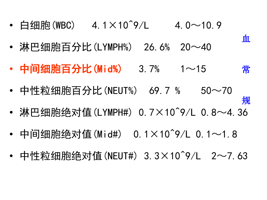 計數 中性粒細胞百分比,計數 嗜酸性粒細胞百分比,計數 嗜鹼性粒細胞