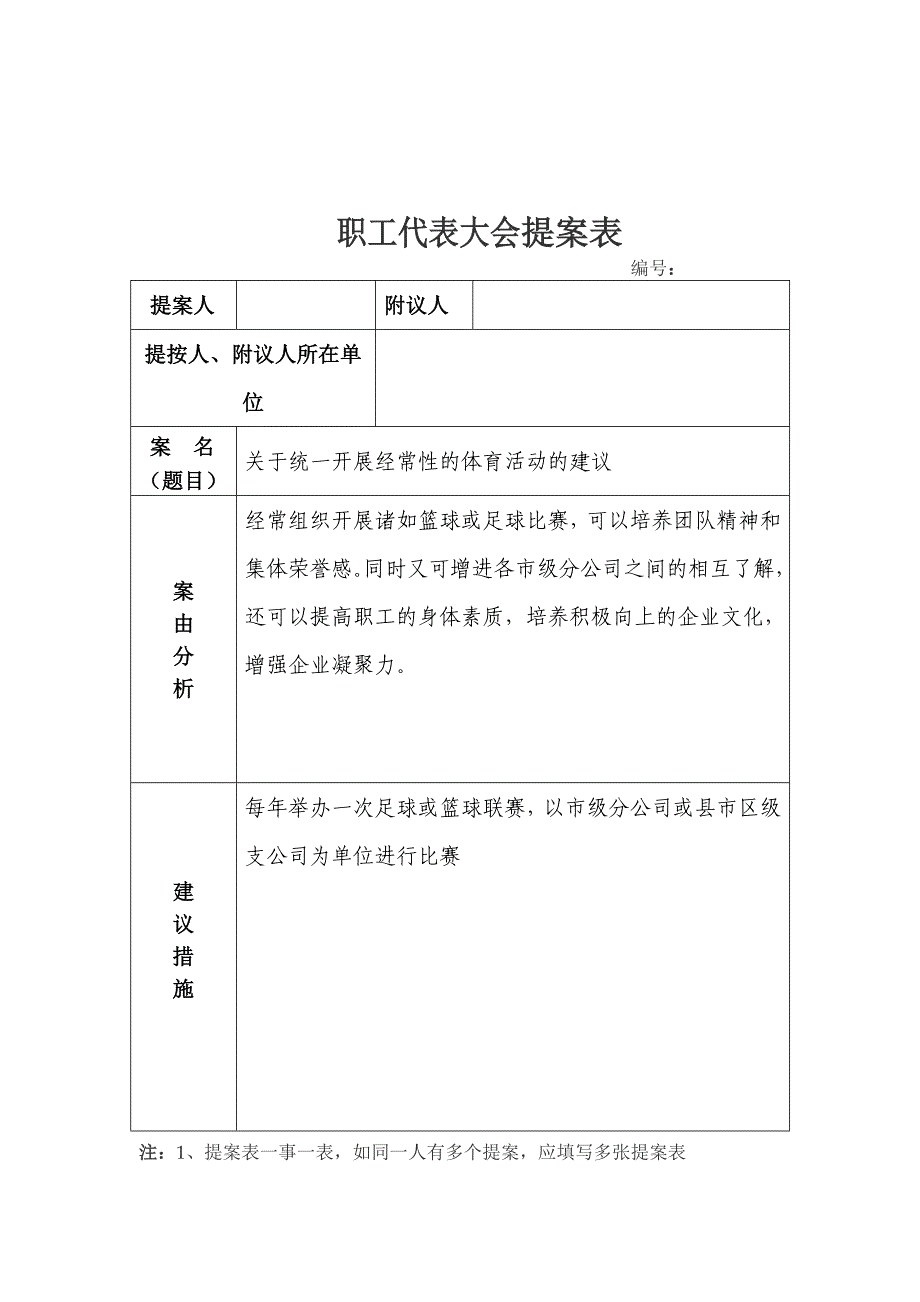 企业工会职代会提案汇总